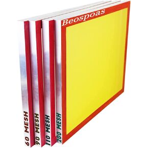 goldsift Dry Sift Screen Set (20 x 24) Aluminum Frame, 4 Mesh Sizes-60, 90, 110, 200 (Micron Equiv. 250, 165, 149, 75), 3 White 1 Yellow 4 Sq Ft
