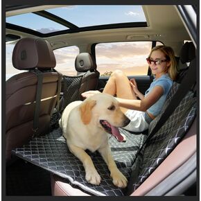 STACLAIRIA Back Seat Extender, Non Inflatable Dog Hammock for Car, Car Back Seat Travel Bed, Waterproof Double Sided Foldable Back Seat Hard Bottom Cover for Sedan SUV Mini Truck
