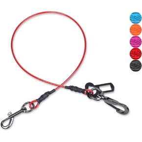 VIVAGLORY Dog Seat Belt, Chew Proof Waterproof Multi-Functional Dogs Safety Belt, Heavy Duty Steel Rope Pet Car Seatbelt Rrestraint Harness for Small Dogs, 16", Black