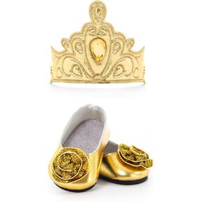 Little Adventures Doll Dress Shoes & Crown Accessory Set (Gold) - Doll Not Included