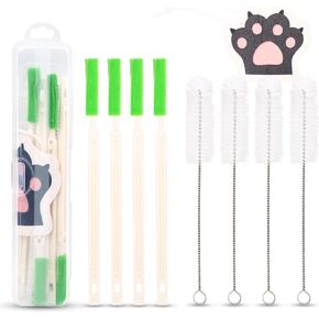 Cleaning Kit for Cat Water Fountain, Cat Fountain Brush, with Compressed Sponge and Storage Plastic Box, 9 Pack Pet Water Fountain Cleaning Kit
