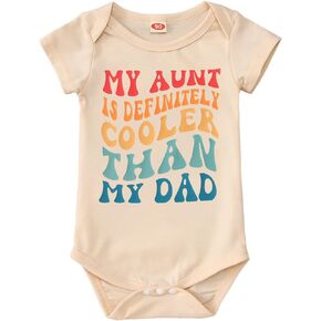 IZYJOY Newborn Infant Girls Boys Onesie Funny My Aunt Is Cooler Than My Dad Bodysuit Romper Unisex Baby Gift Clothes 0-12M
