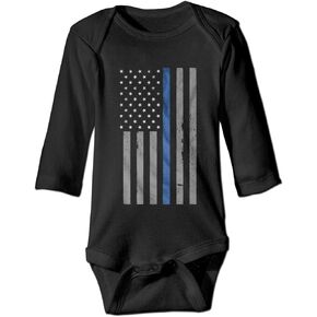 XieTao Thin Blue Line Flag Boutique Baby Bodysuit Onesie Unisex Long Sleeve