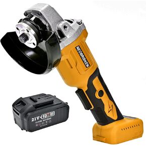 21V Cordless Angle Grinder Electric Angle Grinder for Cutting and Grinding with 3.0ah Battery & Fast Charger,yellow