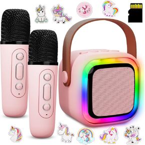 Just4Fun Karaoke Machine for Kids, Portable Karaoke Machine with 2 Microphone Wireless, Family Party Game Toys for Ages 3 4 5 6 7 8 9 10 11 12 Year Old Toddler Boys Girls Kid Christmas Birthday Gifts