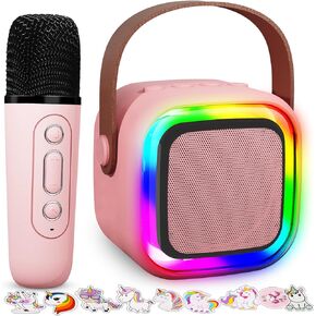 Just4Fun Kids Karaoke Machine، ألعاب فتاة محمولة بلوتوث آلة كاريوكي صغيرة مع ميكروفون لاسلكي، ألعاب كاريوكي لـ 4 5 6 7 8 9 10 11 12 سنة هدايا عيد ميلاد، ألعاب الحفلات