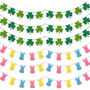 لافتة ديكورات عيد الفصح من Vnysh ST Patricks لافتة ديكور على شكل أرنب عيد الفصح 6 قطع لافتة إكليل من اللباد على شكل أرنب عيد الفصح - بدون تصميم يدوي للمنزل، والمدفأة، والجدار، والمكتب in Kuwait