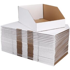 ZBEIVAN Corrugated Cardboard Storage Bins,12x4x4.5inch, 35 Packs, Brown