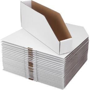 ZBEIVAN Corrugated Cardboard Storage Bins,12x4x4.5inch, 35 Packs, Brown