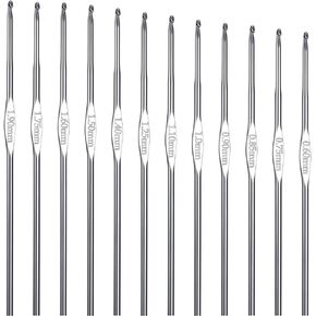 12 Crochet Hooks Set Steel, Small Size Latch Hook Crochet Needle 0.6 mm to 1.9 mm Sweater Scarf Clothing Knitting Crochet Tool Ergonomic Handle Crochet for Lacework Weaving Needle