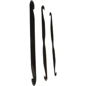 Lacis Double End Crochet Hook with Center Indent, Ebony, 3-Pack