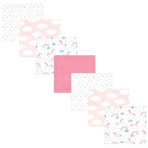 Hudson Baby Unisex Baby Cotton Flannel Receiving Blankets Bundle, Unicorns Rainbows, One Size