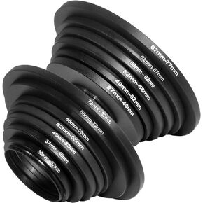 13 Pieces Filter Ring Adapter Set, Camera Lens Filter Metal Stepping Rings Kit (Includes 7+6 pcs Step Up Ring Se) Black