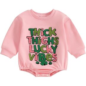 Baby Girl Boy Valentines Day Outfit Cute Heart Sweatshirts Bubble Romper Onesie Valentines Day Toddler Clothes
