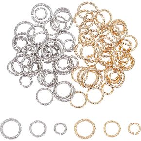 UNICRAFTALE 84pcs 6/8/10mm Twisted Open Jump Rings Golden and Stainless Steel Color Stainless Steel Jump Rings Connectors Rings for DIY Bracelet Necklaces Jewelry Making