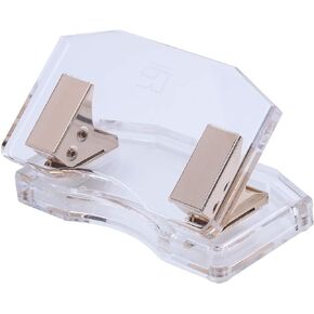 Gold & Acrylic Clear 2 Holes Paper Punch by DS DRAYMOND STORY - 10 Sheets Capacity (Curved Model) Idea
