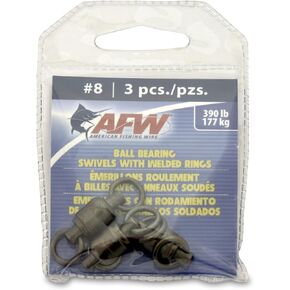 American Fishing Wire Black Ball Bearing Swivels (3 Pieces), Size 8, 390 Pound Test