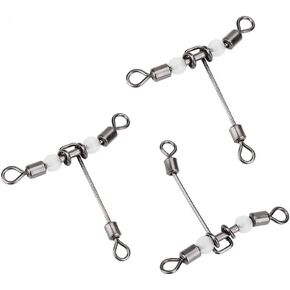 10Pcs/Set T Shape Fishing Swivels, C-Ross line Crane Swivels, Crosses line Rolling Swivels Connector 3 Way Rolling Swivels Hook Connector Luminous Fishing Lure Line Connector Fishing Tackle
