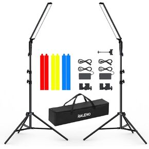RALENO 2X45W LED Video Light Stick, 2-Pack Handheld Photography Lighting, Dimmable 2700K-6500K CRI97+ Lighting for Video Recording/Streaming/Photoshoot with Phone clip, Color filters, Multi-use clamps