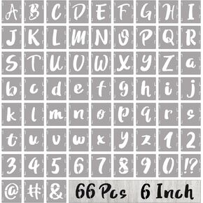 BAMIDELE 2 Inch Letter Stencils and Numbers, 66 Pcs Reusable Plastic Alphabet Symbol Interlocking Drawing Template Kit for Painting on Wood, Wall, Chalkboard, Fabric, Door Porch, Signage