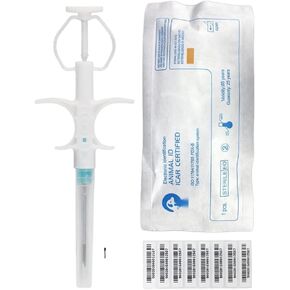 2 Packs 1.4x8mm TAEING Pet Microchips, 134.2khz Pet Cats Dogs Microchips Implant Kit for Veterinary Management