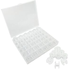 WENNUO 25Pcs Transparent Plastic Sewing Machine Bobbins with Case，Sewing Accessories,Standard Size can be Used on Most Sewing Machine.