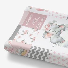 HawSkgFub Sleeping Elephant Stars Changing Pad Cover for Baby Boys Navy Blue, Dream Big Little One Diaper Change Table Covers, Soft Stretchy Safe Snug Fitted Changing Mat Sheets Fit 32"/34" x 16"