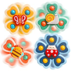 NAODONGLI Suction Cup Toys for 1 Year Old Boys Girls Baby Sensory Simple Dimple Fidget Spinner Toys 12-18 Months Toddlers Travel Toys Easter Birthday Gift for Boys Girls