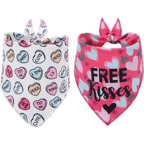 Valentines Dog Bandana, Heart Dog Bandana for Medium Large Dogs