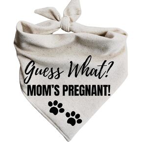 Guess What? Mom's Pregnant Dog Bandanas Baby Announcement Pregnancy Announcement Oatmeal Beige Minimal (Large)