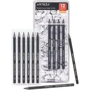 ARTEZA Woodless Graphite Pencils, Set of 12, HB, 2B, 4B, 6B, 8B, and EE