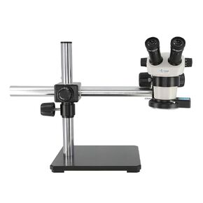 LX Microscopes by UNITRON 20716 System 230-LEDQRL Stereo-Zoom Binocular Microscope with Single Boom Stand, Quadrant LED Ring Light, 20mm