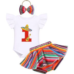 IDOPIP Baby Girls Boho Rainbow Cow 1st Birthday Outfit Romper Tutu Skirt with Diaper Cover Headband for Cake Smash Photo Prop