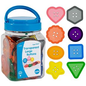 edxeducation-13833 Transparent Large Buttons - Mini Jar - Light Box Accessory - Sensory and Fine Motor Skill Development - Math Manipulative - For Ages 18M+