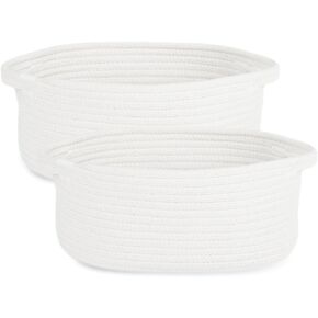 2 Pieces Small Cotton Woven Rope Storage Baskets for Organizing,basket for gifting, Storage Bins，rope basket set