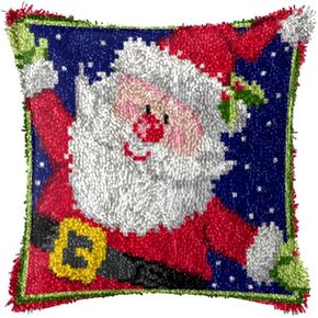 DIY Cute Santa Pillowcase Latch Hook Rug Kits Pattern Printed Crochet Needlework Crafts for Kids and Adults Merry Christmas