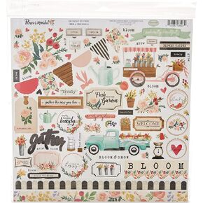 Carta Bella Paper Company Flower Market Collection Kit paper, teal, pink, tan, green, cream