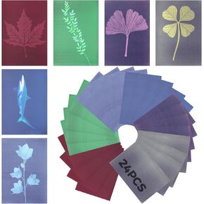 مجموعة ورق طباعة الشمس الملونة، 24 ورقة من أوراق الفن الشمسي في 6 ألوان، أوراق النمط السيانوتي عالية الحساسية، أوراق فنية مطبوعة بالشمس الطبيعية/الشمسية المنشطة لمشروع الأعمال الفنية والحرف اليدوية in Kuwait