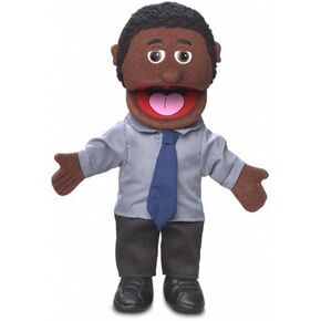 14" Calvin, Black Dad/Businessman, Hand Puppet