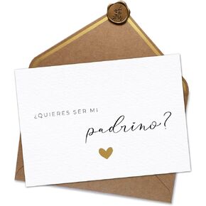 Jolicoon Tarjetas de felicitación Quieres ser mi madrina con sobre y sello de cera