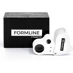 Formline LED Illuminated Jewelers Loupe/Scope (60x + 30x Lens) - Magnifier Made for Gardening, Jewelry, Antiques, Coins, Rocks, Stamps, Hobbies, Watches, Photos and Science (Black)