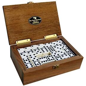 Alex Cramer The Nines Double 9 Domino Set. American-Made Solid Walnut Case Holds Our 55-Piece Set of Dominoes (Double Nine Domino Set for Adults)
