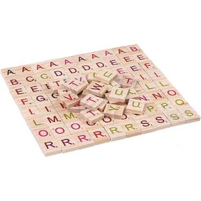 Tovip 200Pcs Wood Scrabble Tiles Letters Alphabet Colour Numbers Digital Puzzle Wooden Toys for Kid Favors