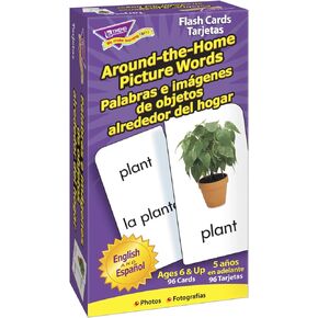 Trend Enterprises: Bilingual Around-The-Home Picture Words Skill Drill Flash Cards, Photos & Words, Exciting Way for All to Learn English and Espanol, 96 Cards Included, Ages 5 and Up