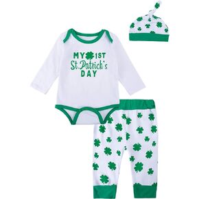 Baby Boys' Outfit Set My First St Patrick's Day Long Sleeve Clover Romper