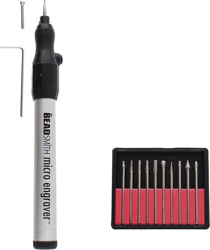 The Beadsmith Engraver Set – Battery Operated Micro Engraver & 2 Round Diamond-Tip Bits – 10-Piece Diamond Tip Bits – Ideal for Engraving, Polishing & Sanding on Metal, Glass, Wood, Ceramics & More in Saudi Arabia