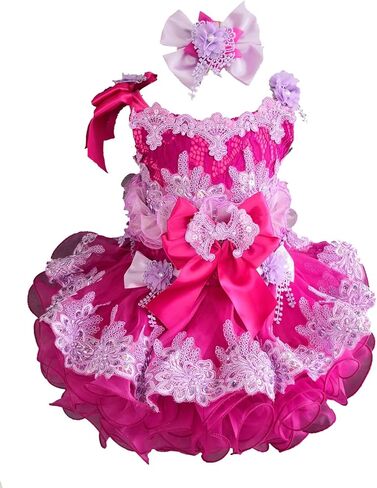 فستان G218D للرضع والأطفال حديثي الولادة لحفلات أعياد الميلاد للفتيات الصغيرات فوشيا أرجواني (as1، العمر، 18_شهرًا، 24_شهرًا) in Kuwait