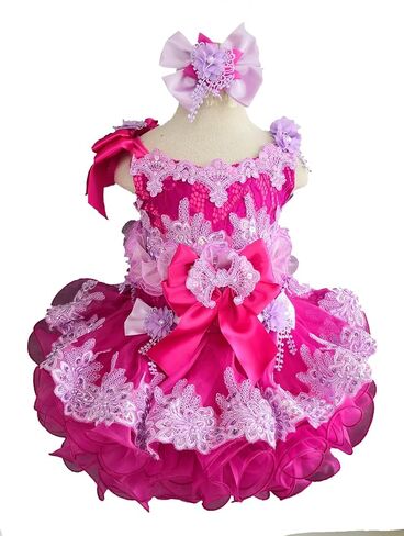 فستان G218D للرضع والأطفال حديثي الولادة لحفلات أعياد الميلاد للفتيات الصغيرات فوشيا أرجواني (as1، العمر، 18_شهرًا، 24_شهرًا) in Kuwait