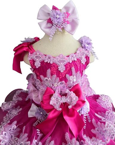 فستان G218D للرضع والأطفال حديثي الولادة لحفلات أعياد الميلاد للفتيات الصغيرات فوشيا أرجواني (as1، العمر، 18_شهرًا، 24_شهرًا) in Kuwait