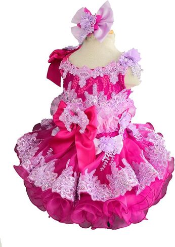 فستان G218D للرضع والأطفال حديثي الولادة لحفلات أعياد الميلاد للفتيات الصغيرات فوشيا أرجواني (as1، العمر، 18_شهرًا، 24_شهرًا) in Kuwait